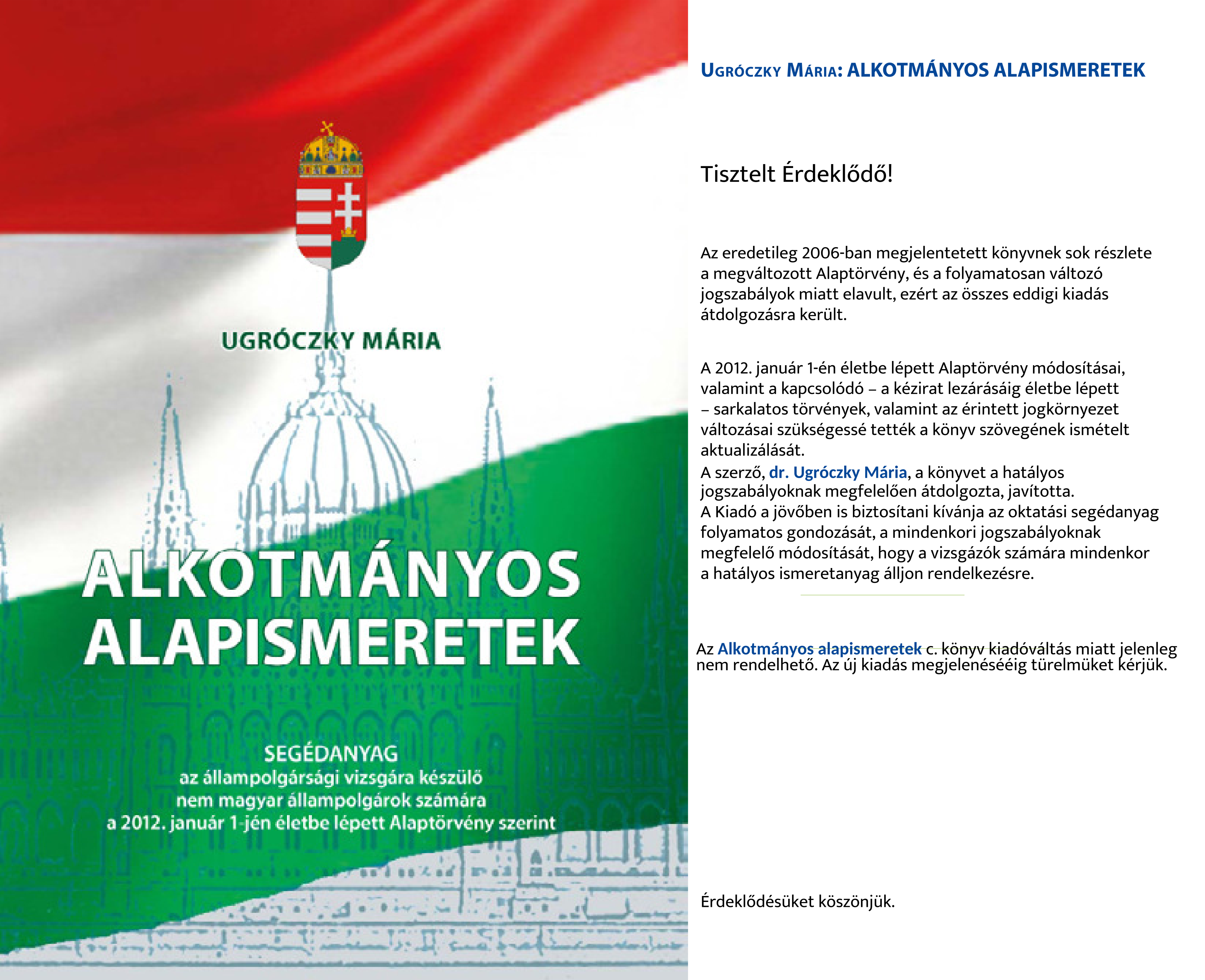 Ugróczky Mária: Alkotmányos alapismeretek